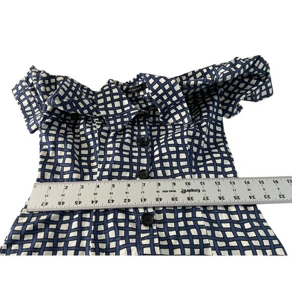 The Limited Women's Navy Blue White Dress Short Sleeve Full Button RN 54874 - Picture 5 of 12